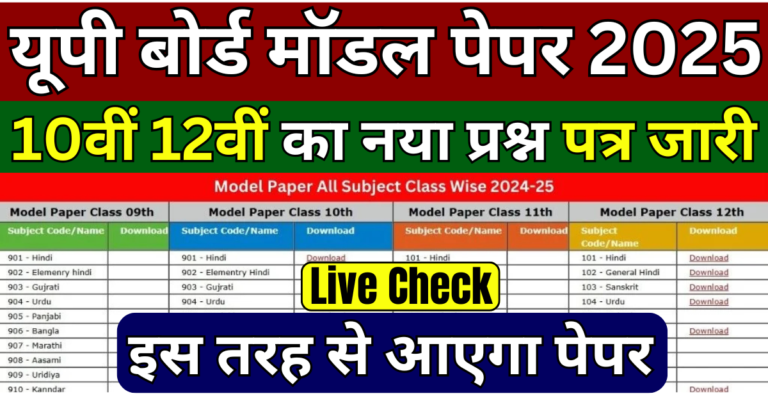 UP Board New Model Paper 2025