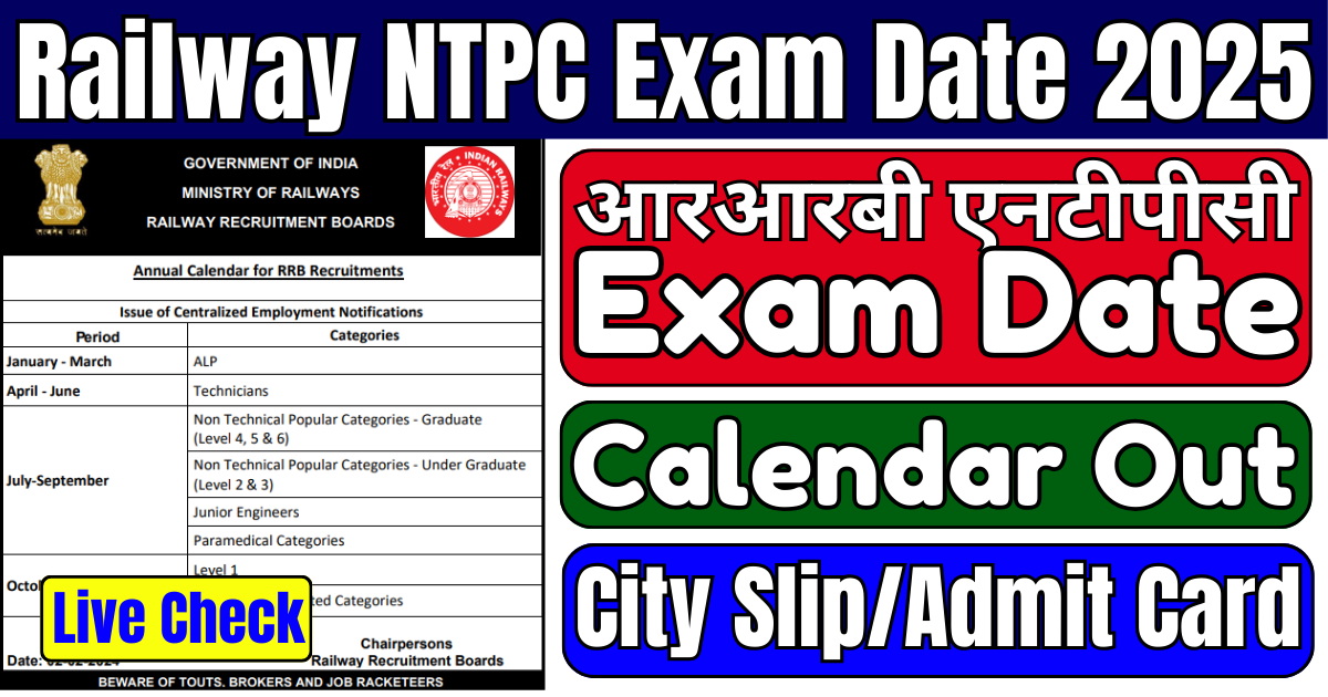 Railway NTPC Exam Date 2025