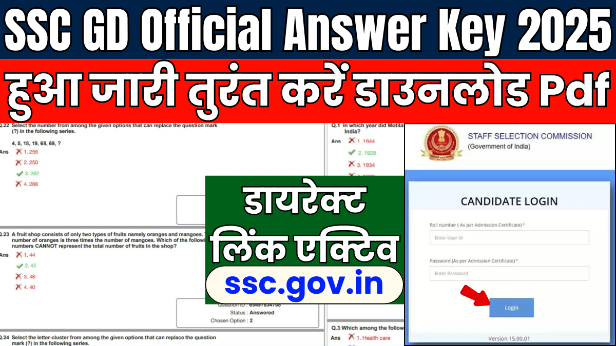 SSC GD Official Answer Key 2025 Pdf